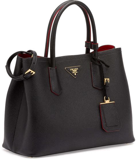 prada saffiano cuir double small tote